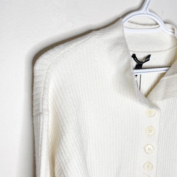 Marissa Webb Arie ribbed cashmere blend Henley sweater in cream size S - Picture 6 of 14
